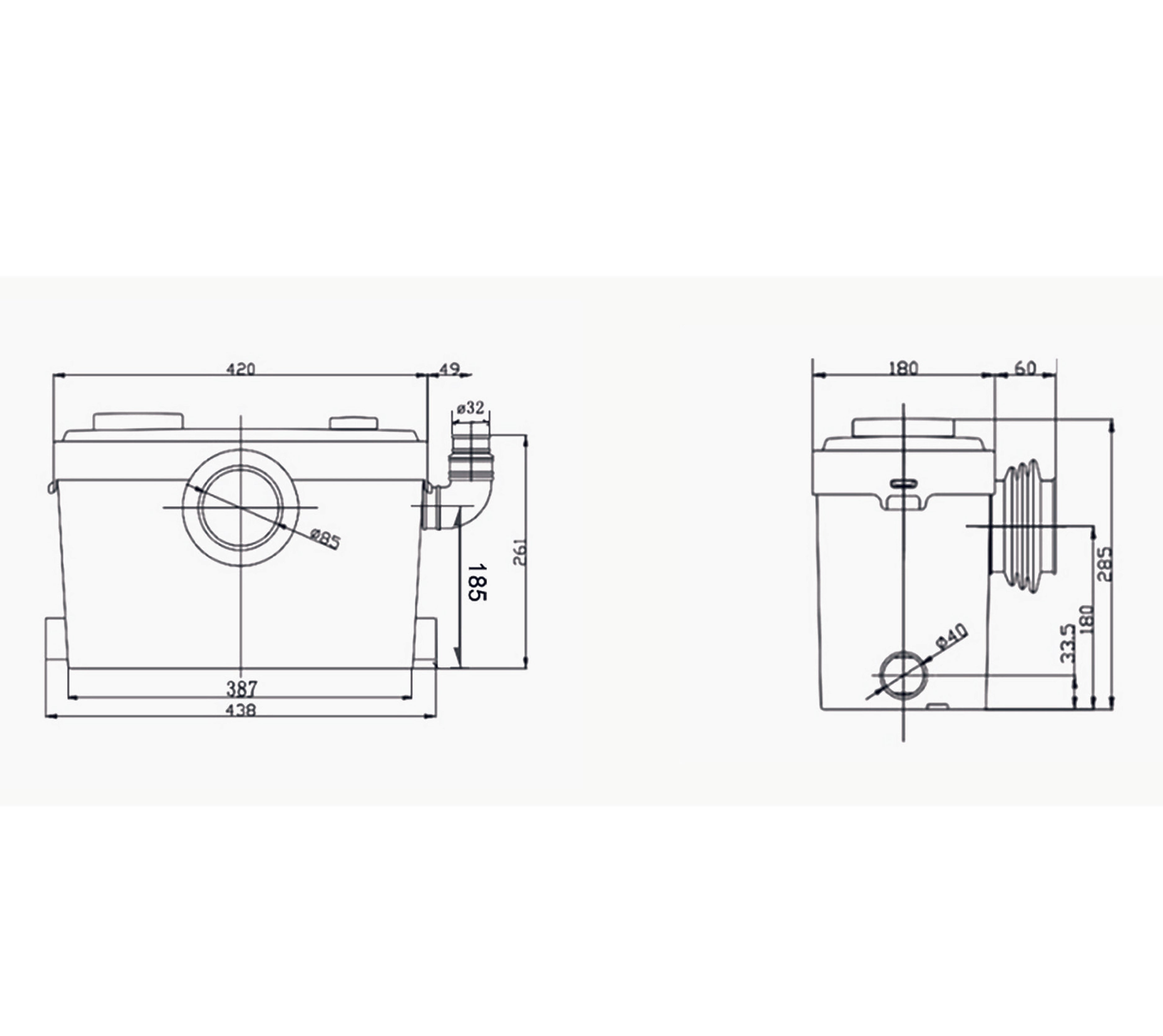 Sanitary Pumps ® P750A Macerator Pump 750W 3/4 inlets Silent Heavy Duty for Toilet Shower Sink Powerful IP54 Rated